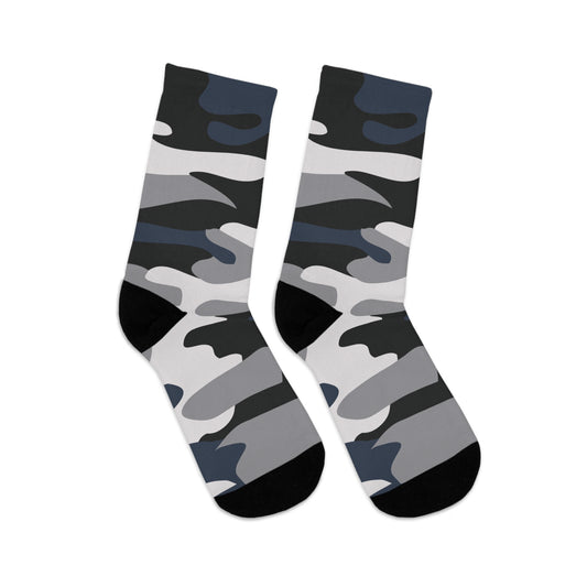 Blue/White Camo Recycled Crew Socks Eco Friendly