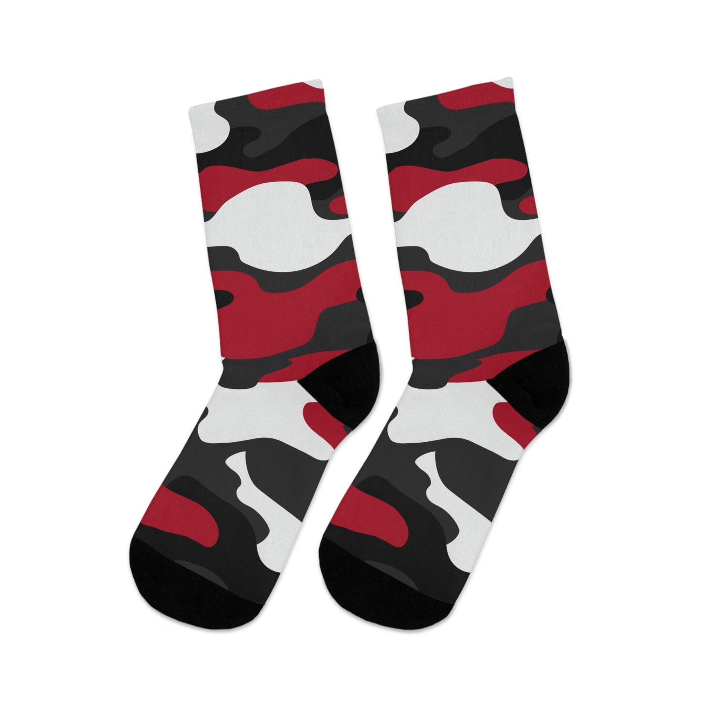 Red/White Camo Recycled Crew Socks - Eco-Friendly