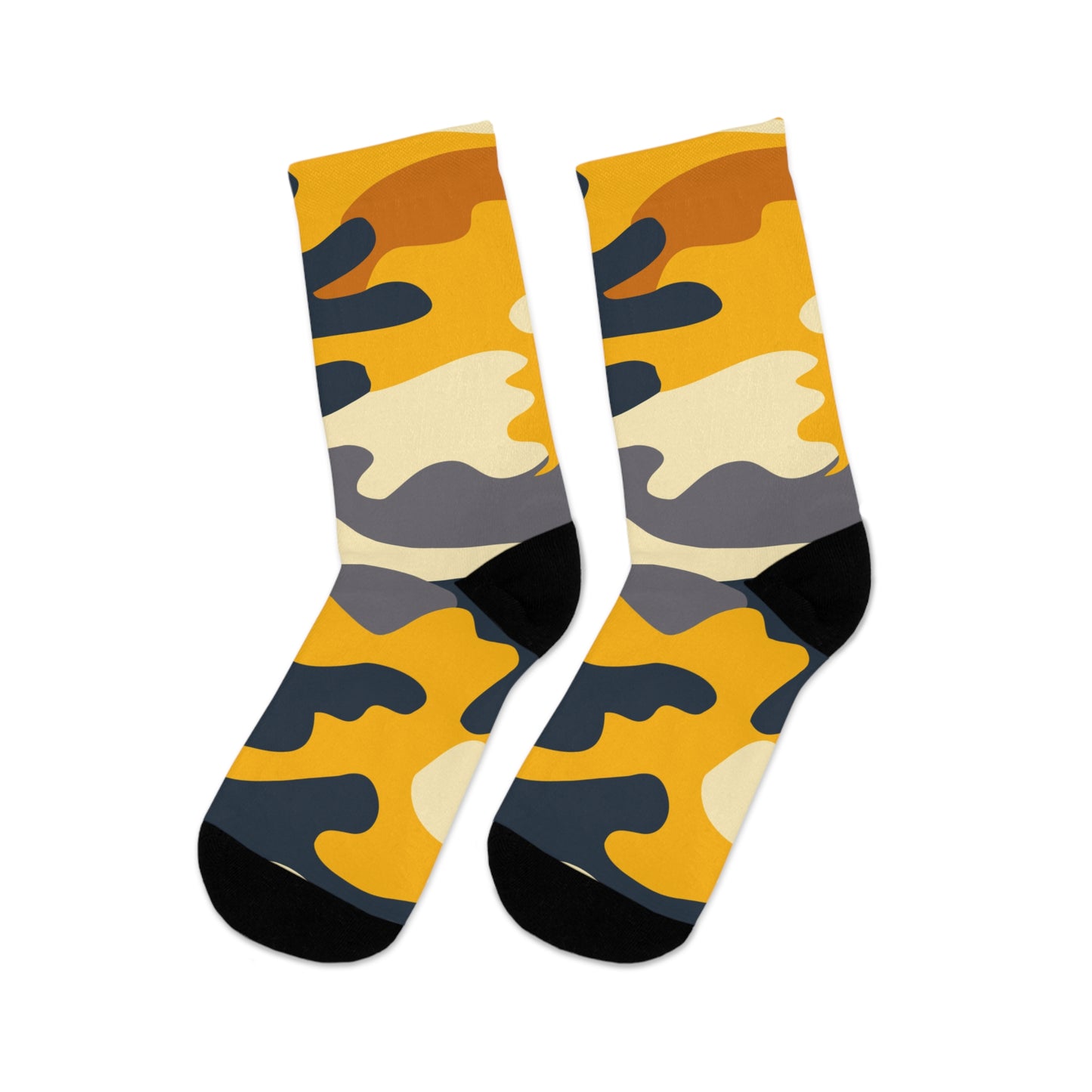 Gold/Blue Camo Recycled Crew Socks - Eco-Friendly