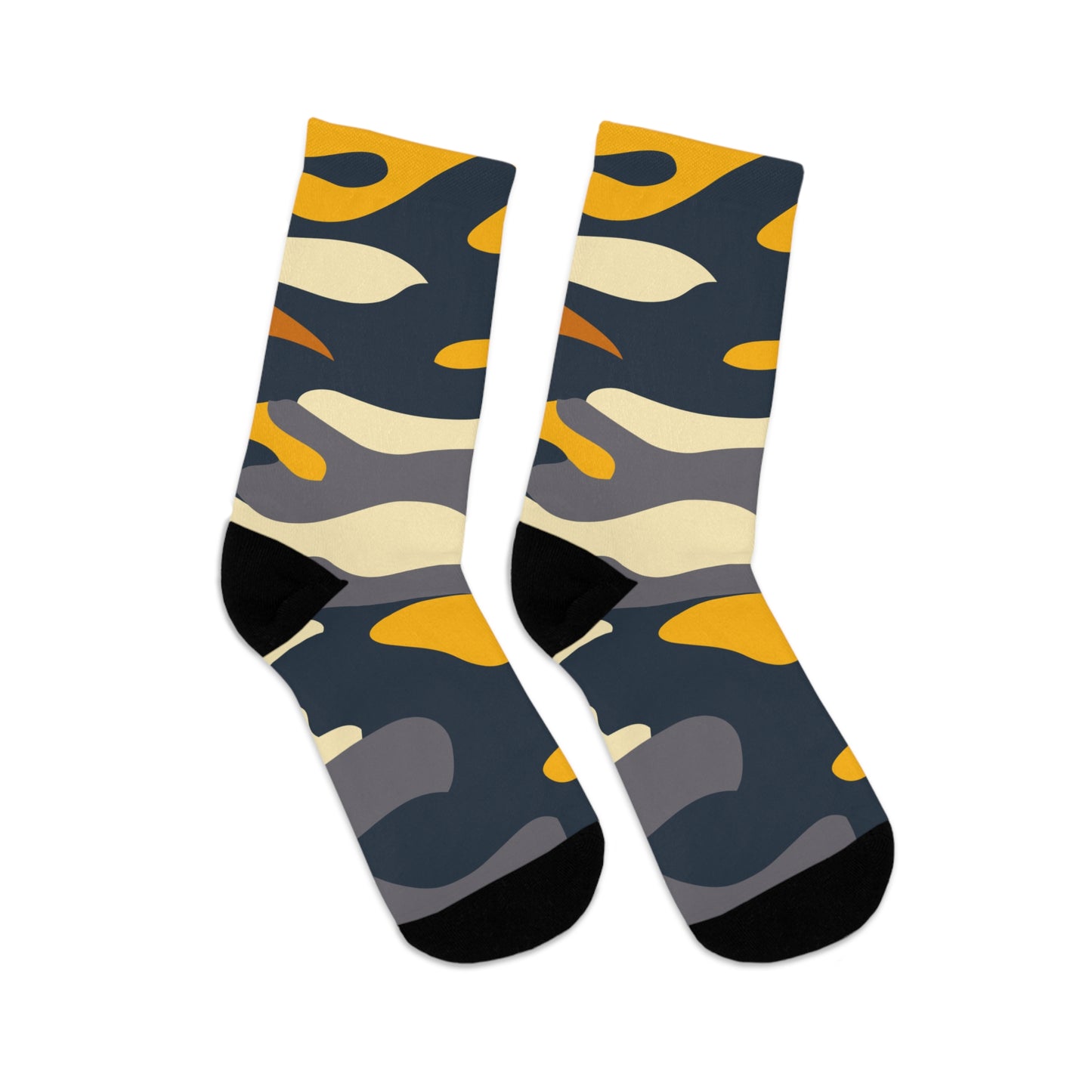 Gold/Blue Camo Recycled Crew Socks - Eco-Friendly