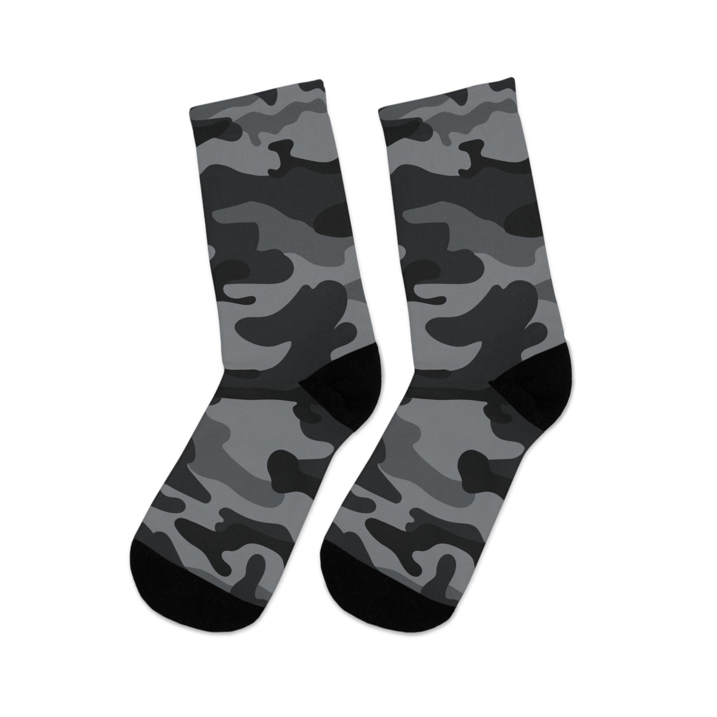 Dark Grey Camo Recycled Crew Socks - Eco-Friendly