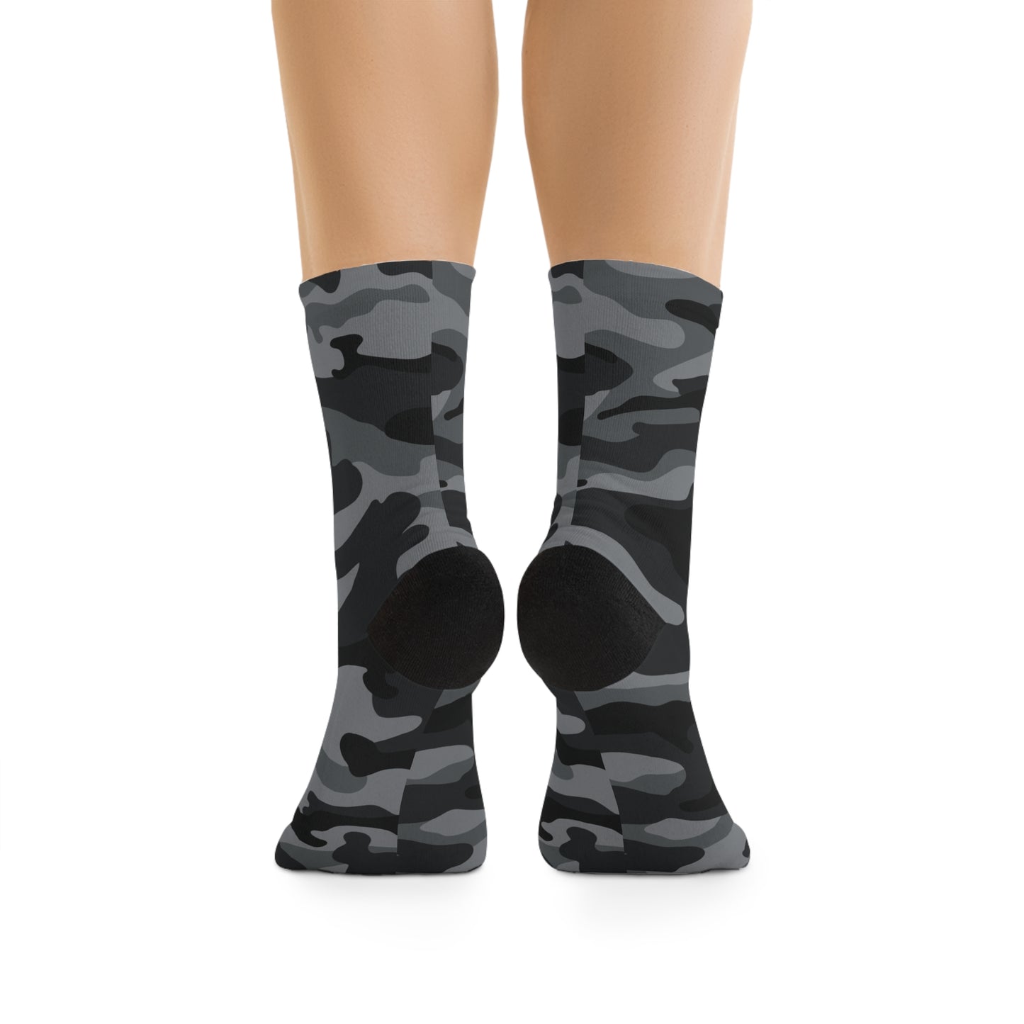 Dark Grey Camo Recycled Crew Socks - Eco-Friendly