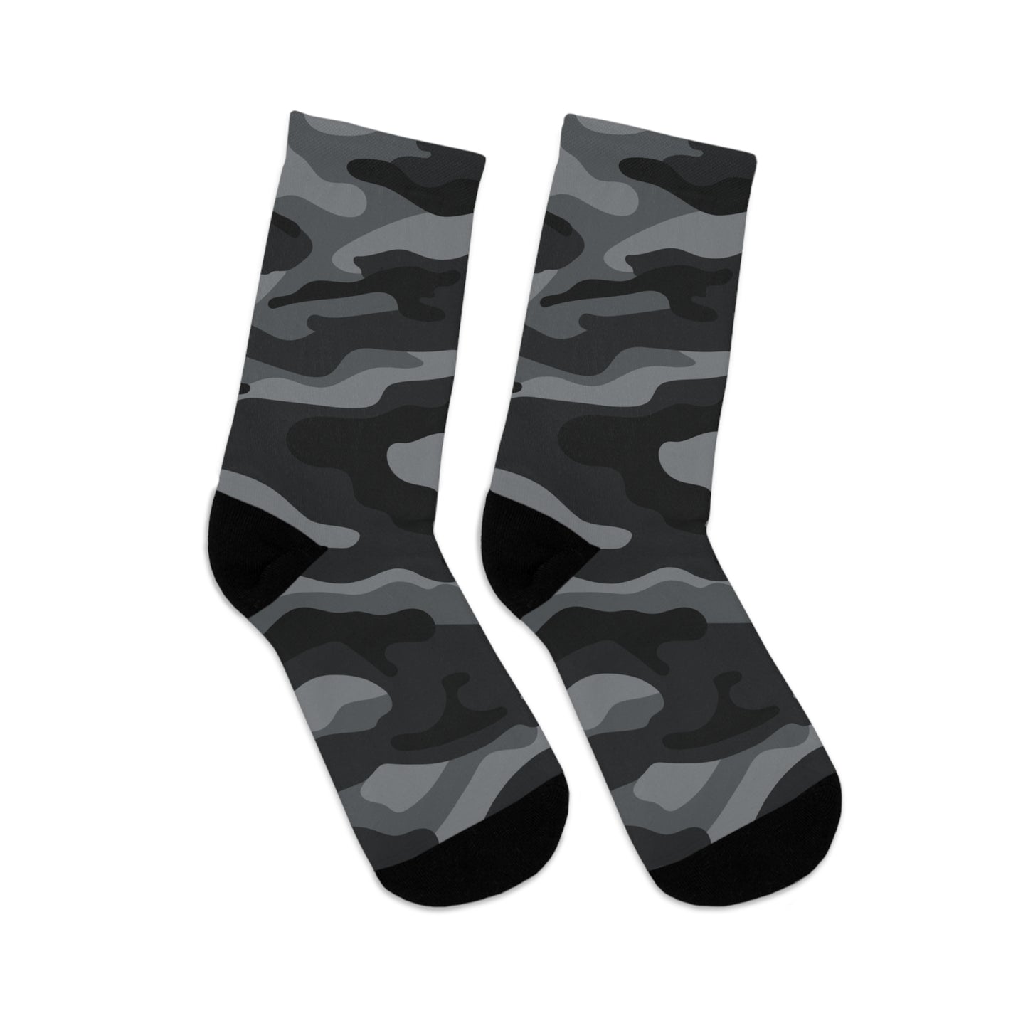 Dark Grey Camo Recycled Crew Socks - Eco-Friendly